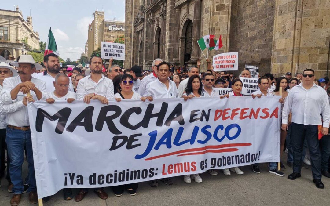 Participan 10 mil personas en ‘Marcha por la Defensa de Jalisco’; exigen respetar triunfo de Pablo Lemus y Verónica Delgadillo