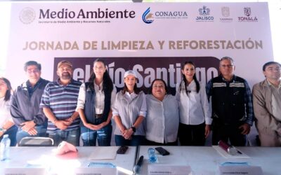 Realizan Estado y Federación jornada de limpieza y reforestación por el Río Santiago